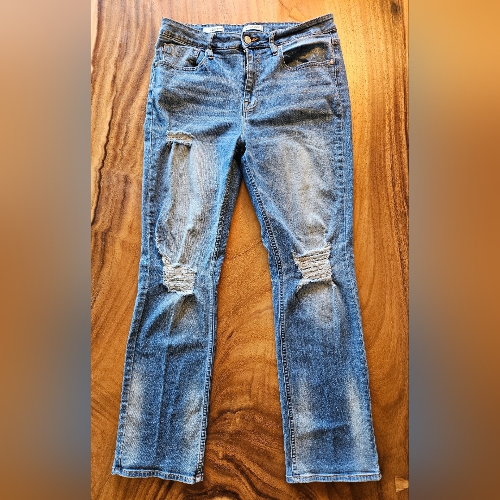 Vigoss Blue Distressed Straight Leg Jeans Women's Size 32